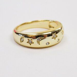 new with box! celestial dome ring band moon stars evil eye cz